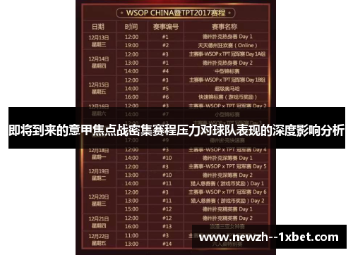 即将到来的意甲焦点战密集赛程压力对球队表现的深度影响分析
